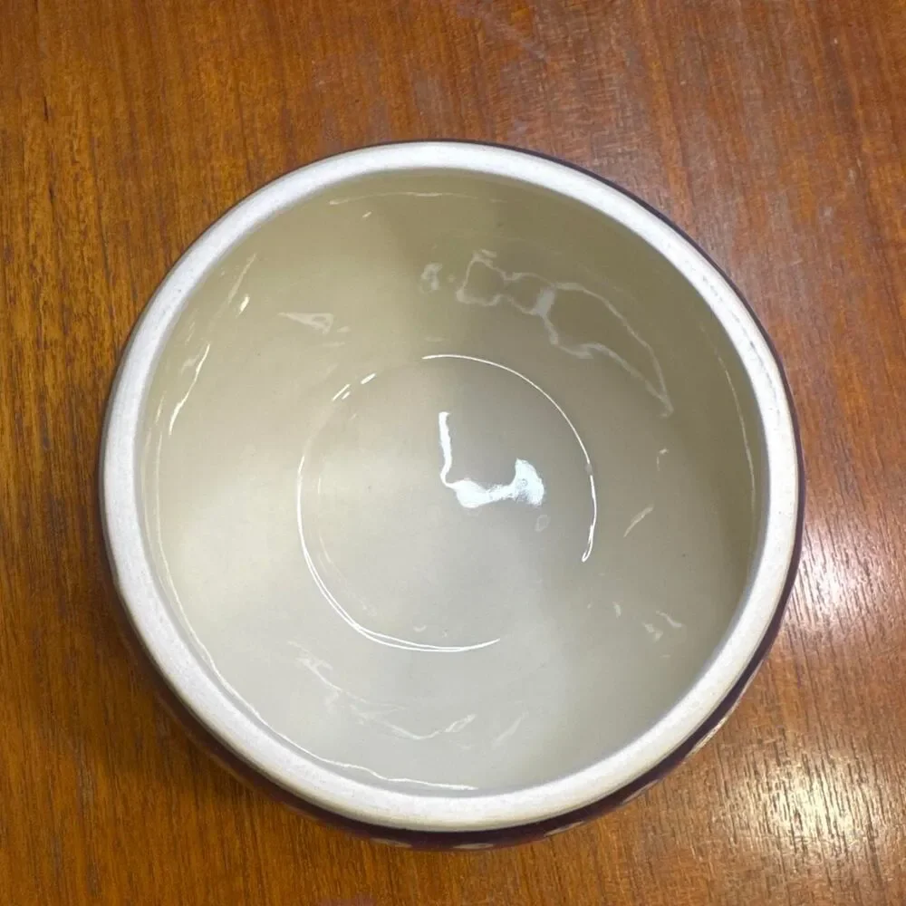 Polish Pottery Bowl Dark Blue and White Dots
